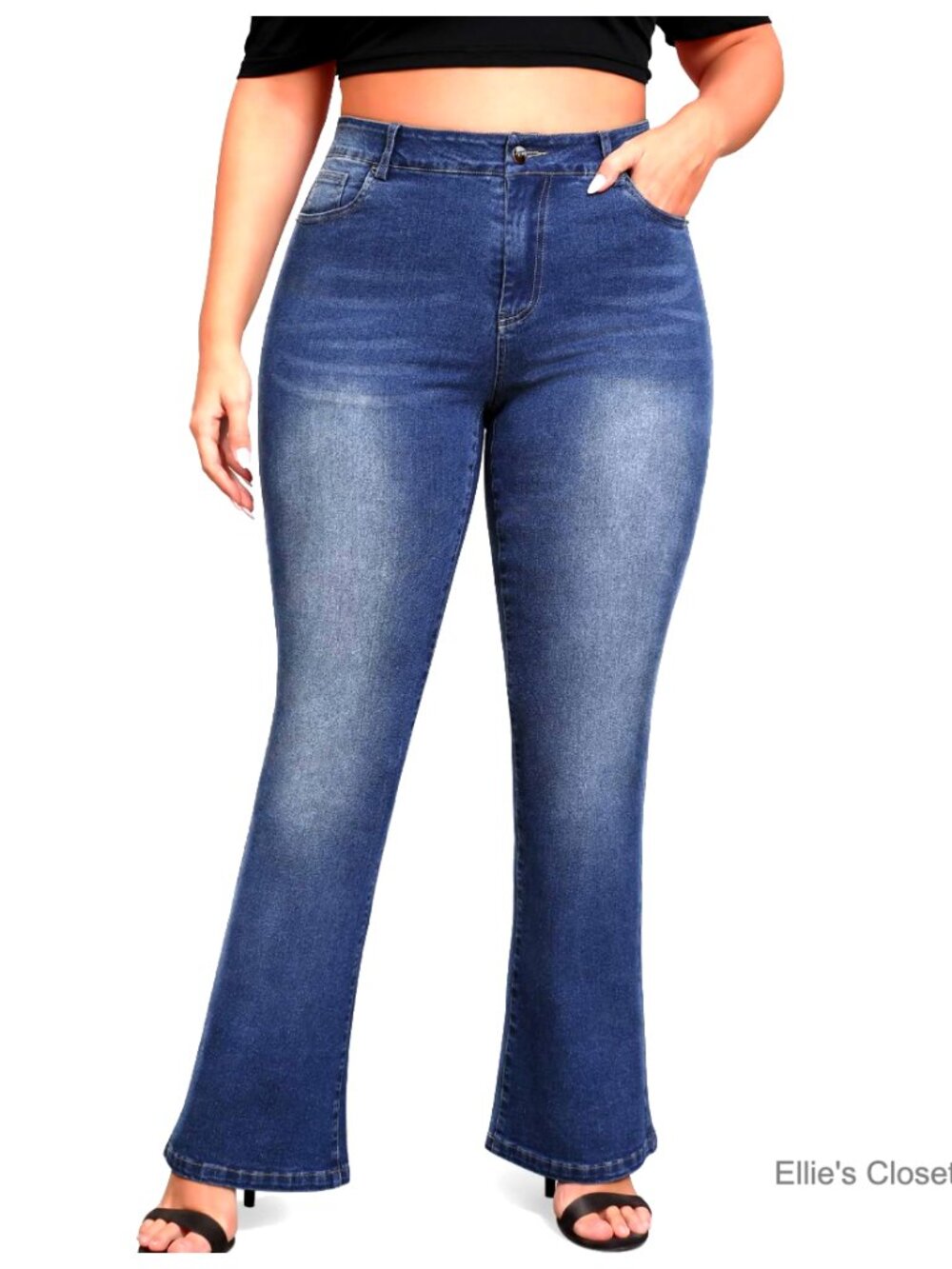 High Waisted Bootcut Jeans Plus Size Stretch Polyester Blend